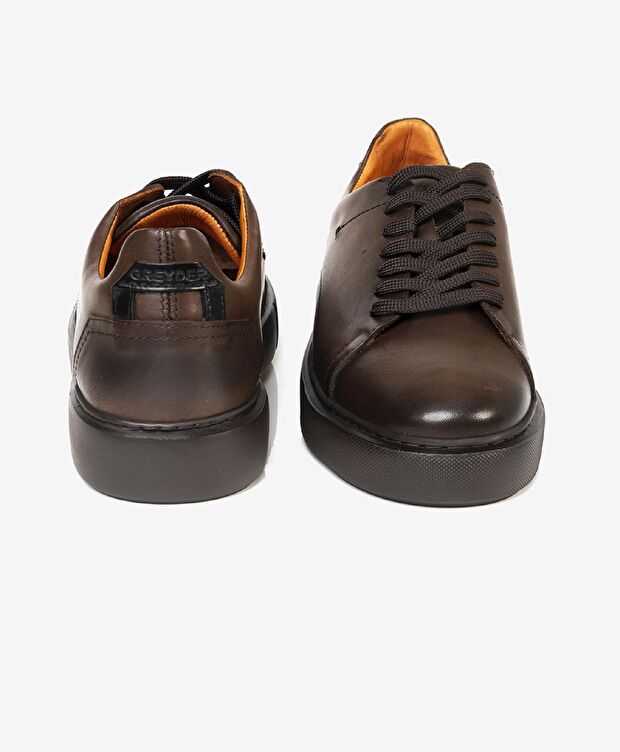 Erkek kahverengi Hakiki Deri Sneaker Ayakkabı - 6