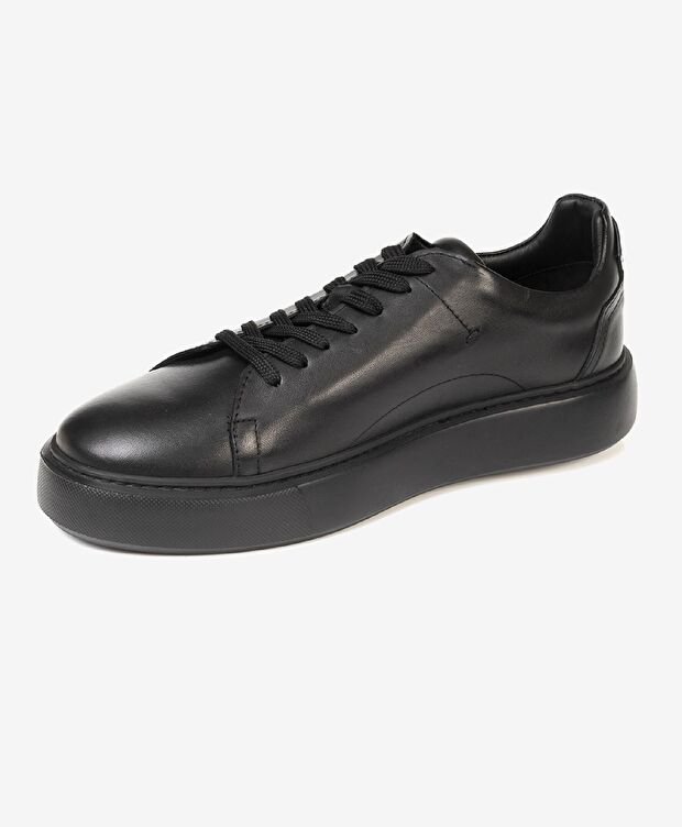 Erkek Siyah Hakiki Deri Sneaker Ayakkabı - 2