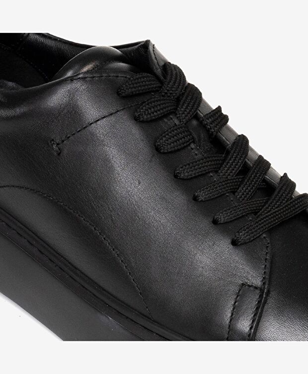 Erkek Siyah Hakiki Deri Sneaker Ayakkabı - 4