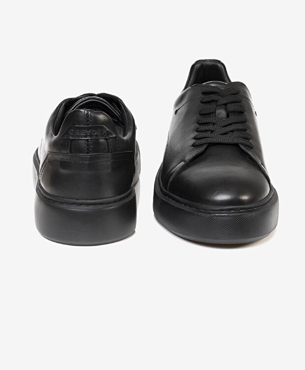Erkek Siyah Hakiki Deri Sneaker Ayakkabı - 6