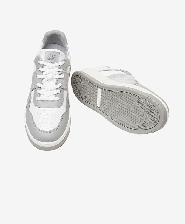 Erkek Gri Beyaz Hakiki Deri Sneaker Ayakkabı - 5