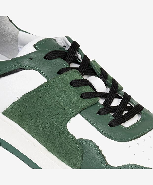 Erkek Yeşil Beyaz Hakiki Deri Sneaker Ayakkabı - 4