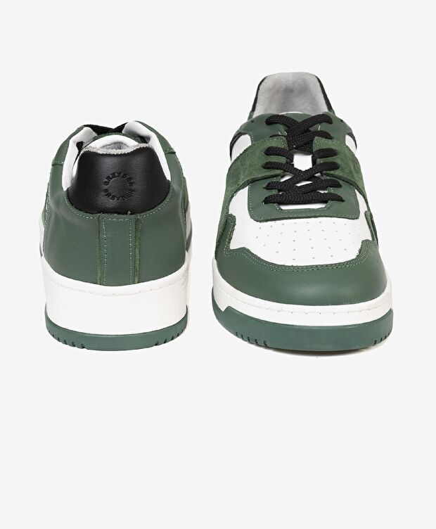 Erkek Yeşil Beyaz Hakiki Deri Sneaker Ayakkabı - 6