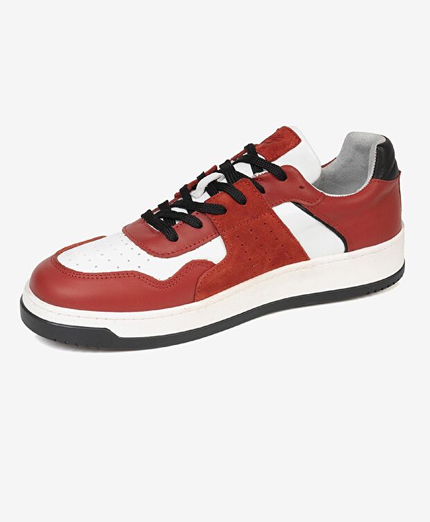 Erkek Kırmızı Beyaz Hakiki Deri Termo Taban Sneaker Ayakkabı - 2