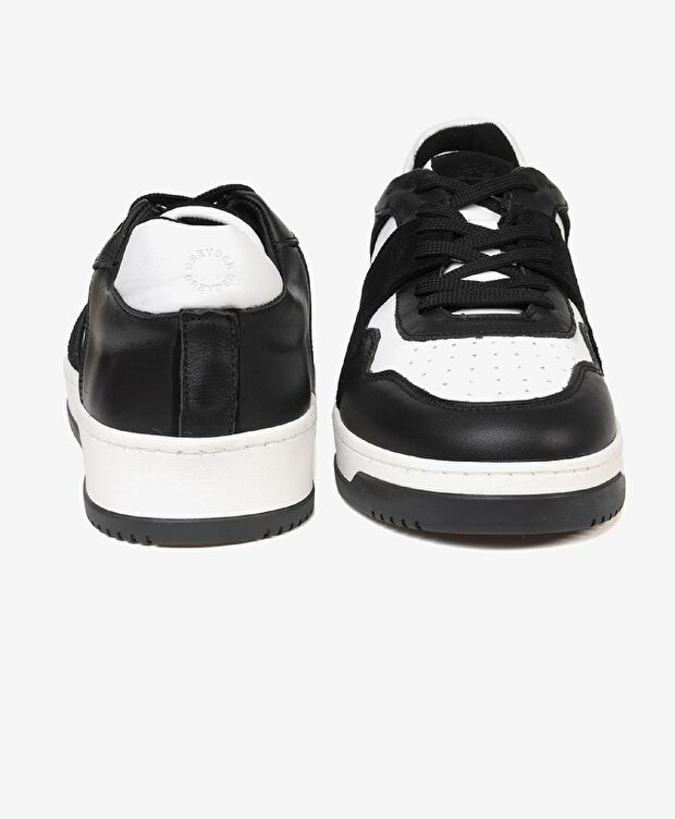 Erkek Siyah Beyaz Hakiki Deri Sneaker Ayakkabı - 6