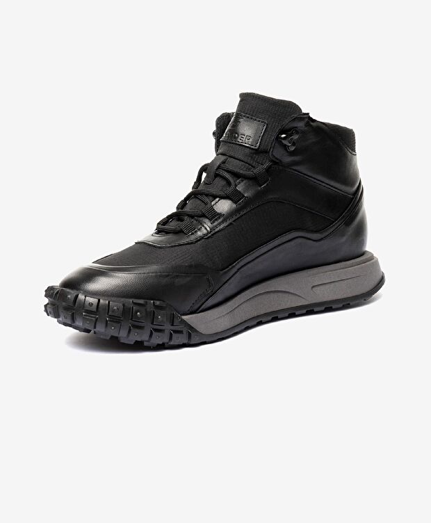 Erkek Siyah Hakiki Deri Memory Foam Taban Sneaker Bot - 2