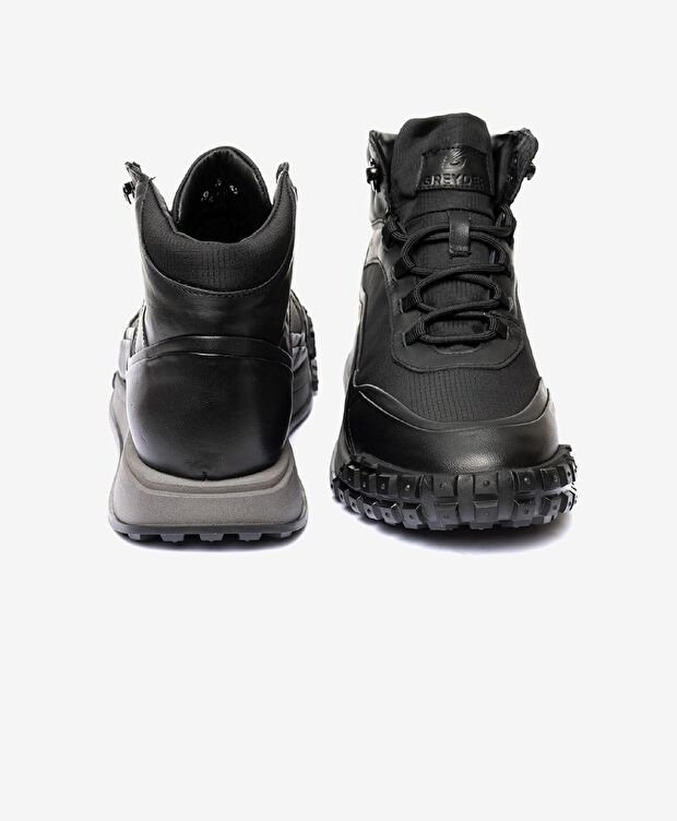 Erkek Siyah Hakiki Deri Memory Foam Taban Sneaker Bot - 6