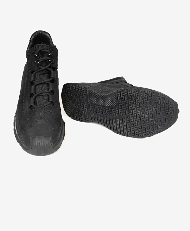 Erkek Siyah Hakiki Deri Casual Bot - 5