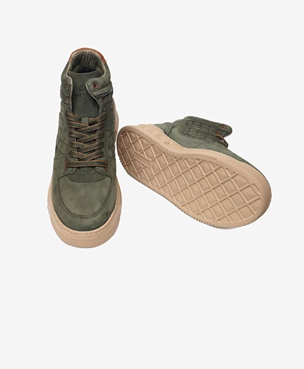 Erkek Haki Hakiki Deri Sneaker Bot - 5