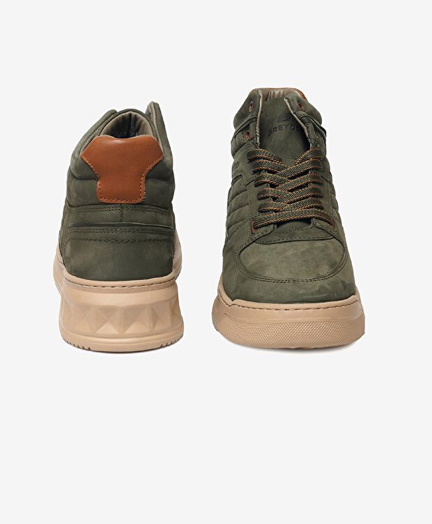 Erkek Haki Hakiki Deri Sneaker Bot - 6