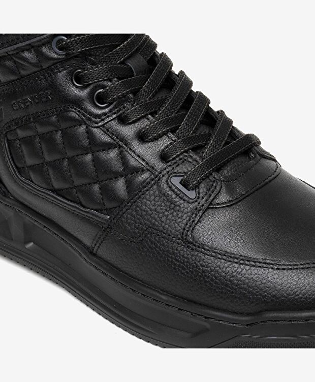 Erkek Siyah Hakiki Deri Sneaker Bot - 4