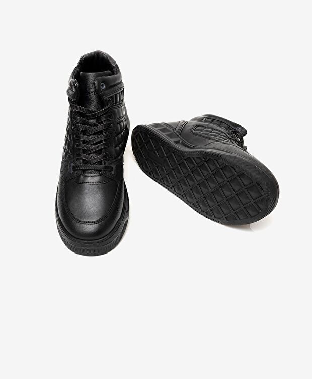 Erkek Siyah Hakiki Deri Sneaker Bot - 5