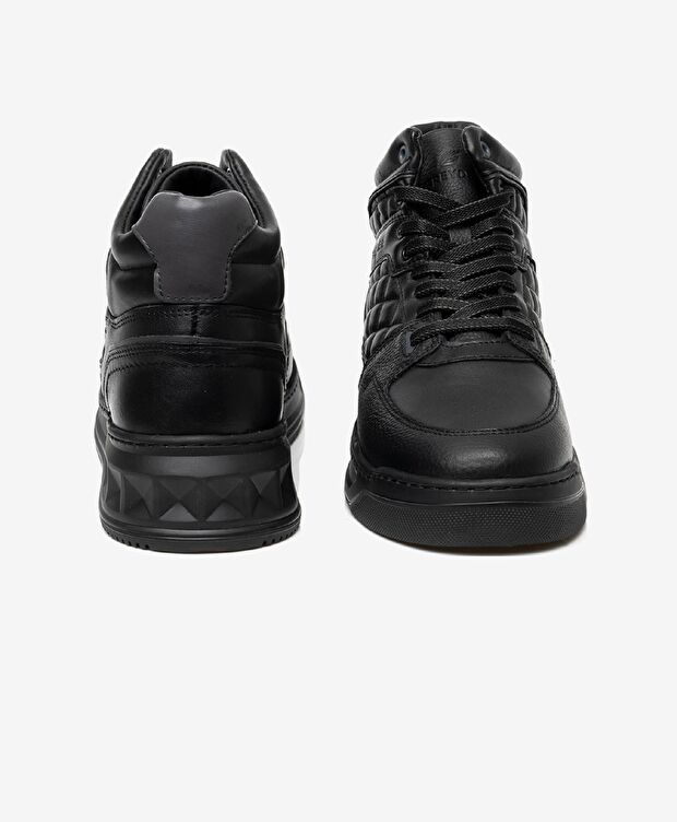 Erkek Siyah Hakiki Deri Sneaker Bot - 6