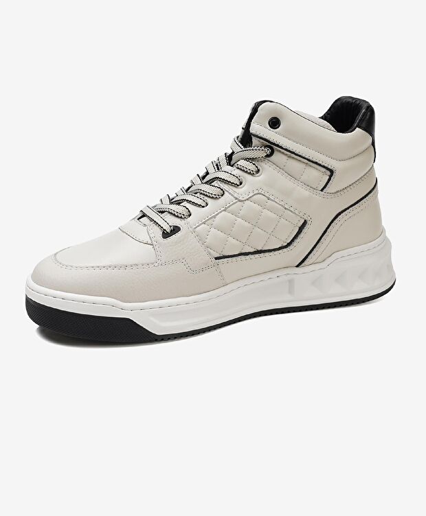 Erkek Beyaz Hakiki Deri Sneaker Bot - 3