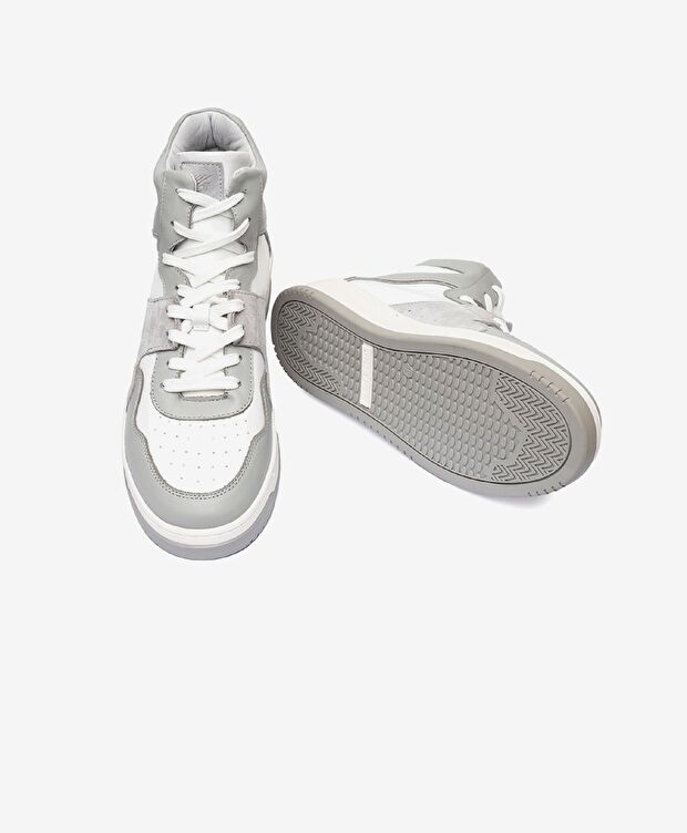 Erkek Gri Beyaz Hakiki Deri Termo Taban Sneaker Bot - 5