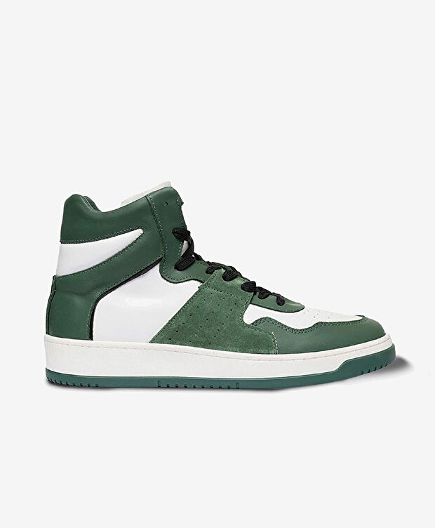 Erkek Yeşil Beyaz Hakiki Deri Sneaker Bot - 1