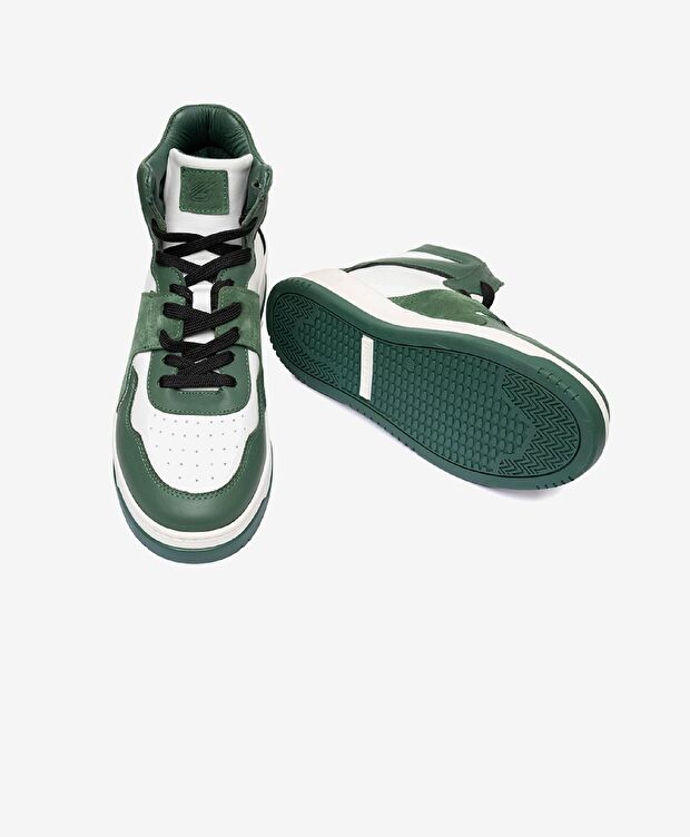 Erkek Yeşil Beyaz Hakiki Deri Sneaker Bot - 5