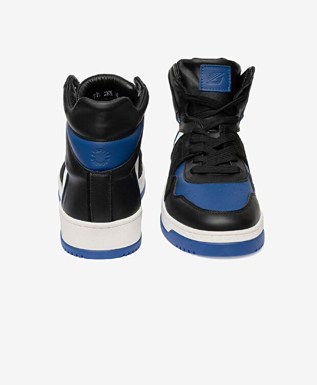Erkek Siyah Mavi Beyaz Hakiki Deri Sneaker Bot - 5