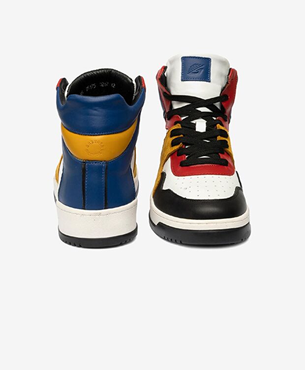Erkek Sarı Mavi Beyaz Siyah Hakiki Deri Sneaker Bot - 6