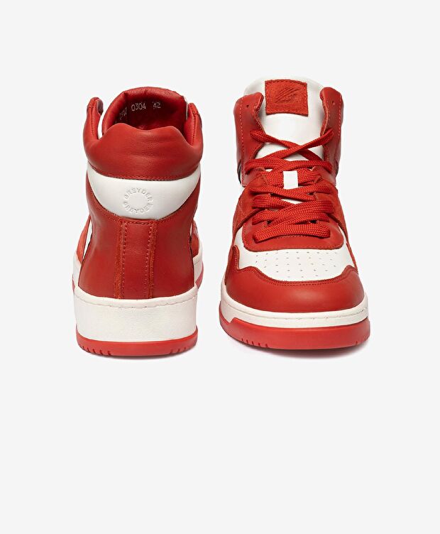 Erkek Kırmızı Beyaz Hakiki Deri Sneaker Bot - 6