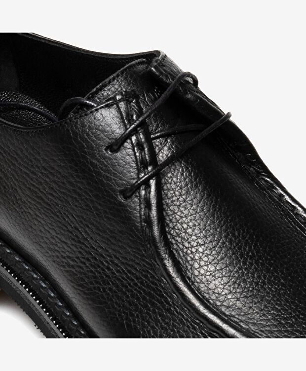 Erkek Siyah Hakiki Deri Oxford Ayakkabı - 4