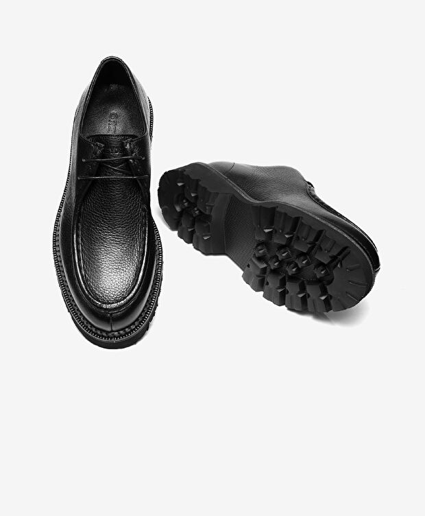 Erkek Siyah Hakiki Deri Oxford Ayakkabı - 5