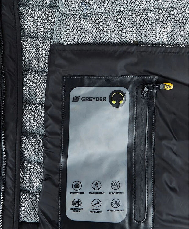 Erkek Siyah Suya Dayanıklı Kaz Tüyü Çift Taraflı Mont - 7