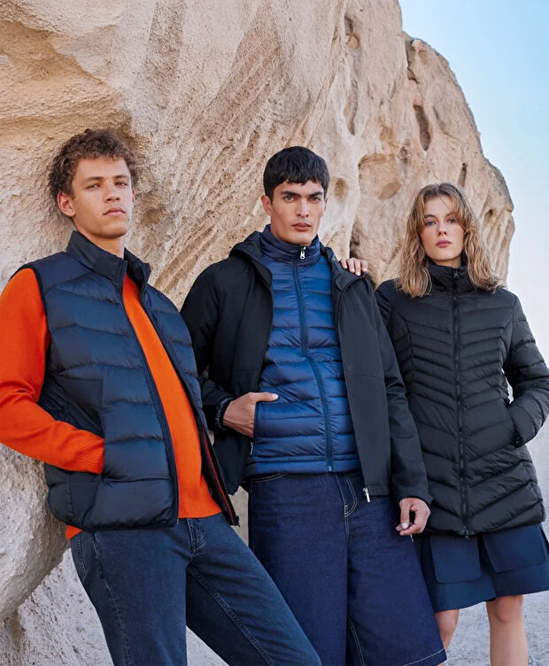 Erkek Lacivert Su Geçirmez Kaz Tüyü Çift Taraflı Mont - 2