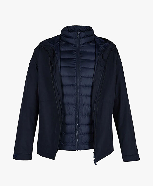 Erkek Lacivert Su Geçirmez Kaz Tüyü Çift Taraflı Mont - 4