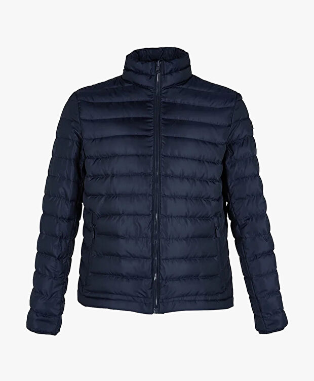 Erkek Lacivert Su Geçirmez Kaz Tüyü Çift Taraflı Mont - 6