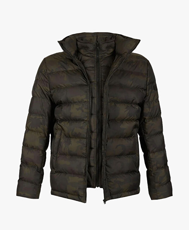 Erkek Haki Siyah Suya Dayanıklı Kaz Tüyü Mont - 2