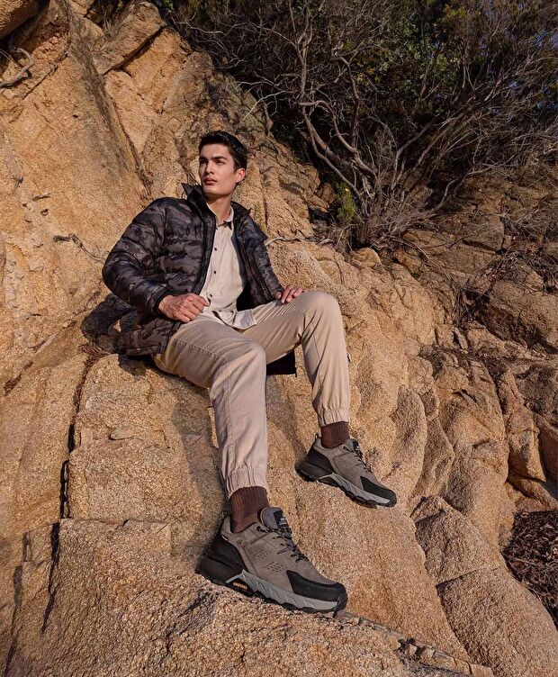 Erkek Siyah Füme Suya Dayanıklı Kaz Tüyü Kamuflaj Mont - 7