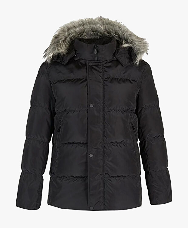 Erkek Siyah Suya Dayanıklı Kaz Tüyü Mont - 1