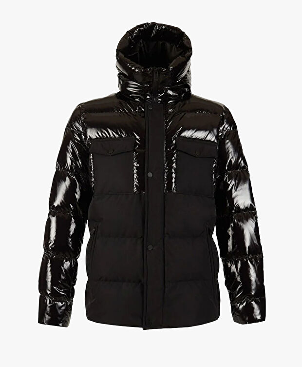 Erkek Siyah Suya Dayanıklı Kaz Tüyü Mont - 1