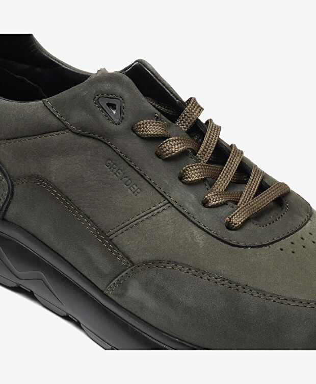 Erkek Haki Hakiki Deri Casual Ayakkabı - 4