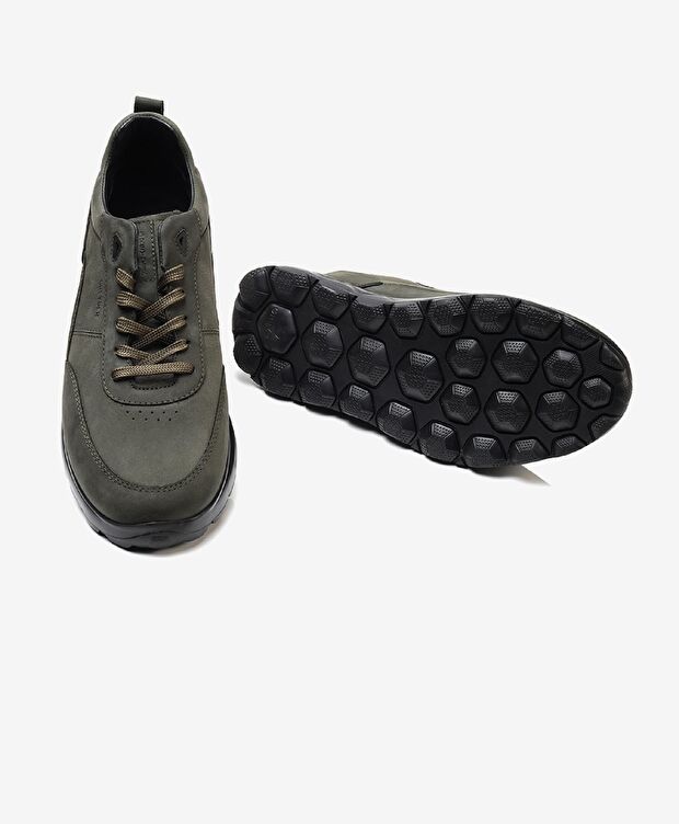 Erkek Haki Hakiki Deri Casual Ayakkabı - 5