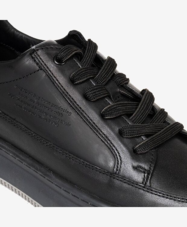 Erkek Siyah Hakiki Deri Sneaker Ayakkabı - 4