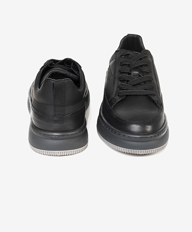 Erkek Siyah Hakiki Deri Sneaker Ayakkabı - 6