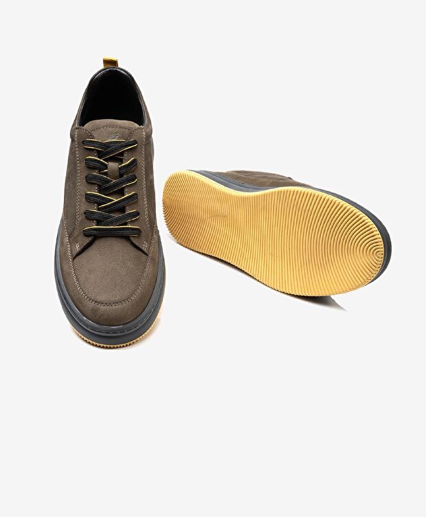 Erkek Duman Hakiki Deri Sneaker Ayakkabı - 5