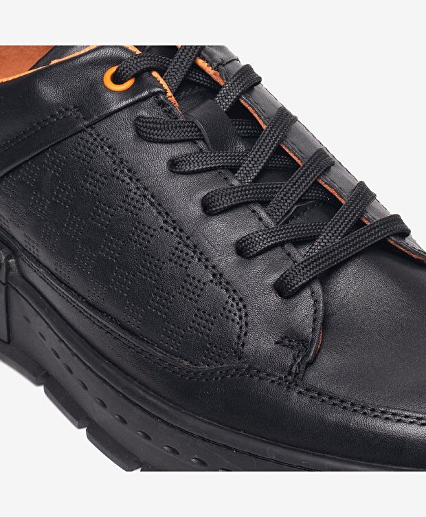 Erkek Siyah Hakiki Deri Casual Ayakkabı - 4