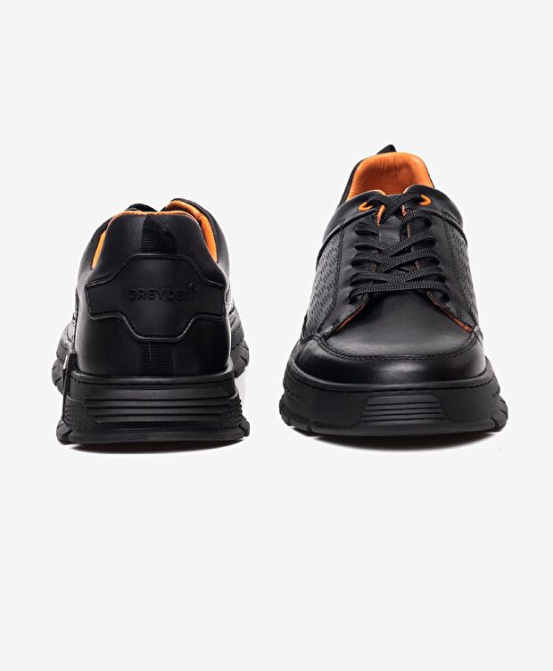 Erkek Siyah Hakiki Deri Casual Ayakkabı - 6
