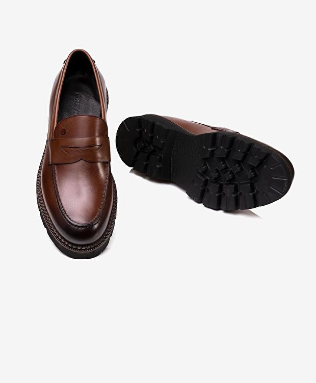 Erkek Kahverengi Hakiki Deri Klasik Ayakkabı - 5