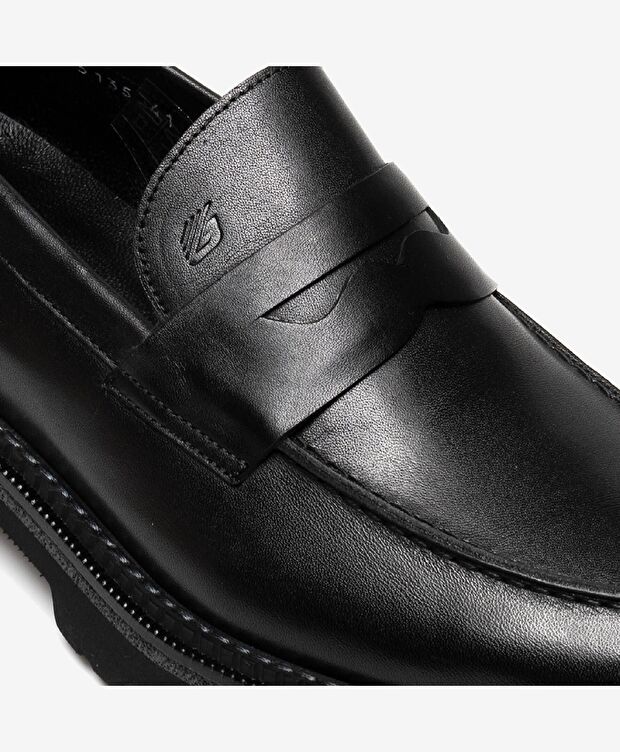 Erkek Siyah Hakiki Deri Klasik Ayakkabı - 5