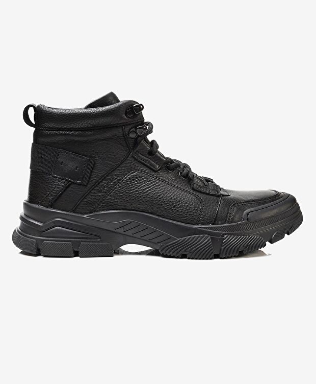 Erkek Siyah Hakiki Deri Casual Bot - 1