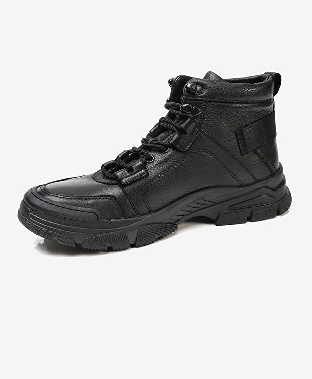 Erkek Siyah Hakiki Deri Casual Bot - 2