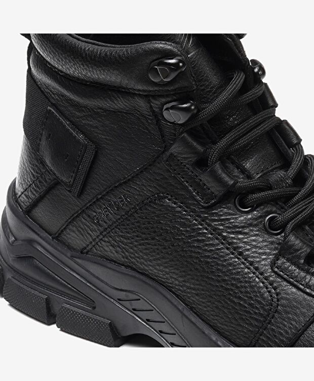 Erkek Siyah Hakiki Deri Casual Bot - 4