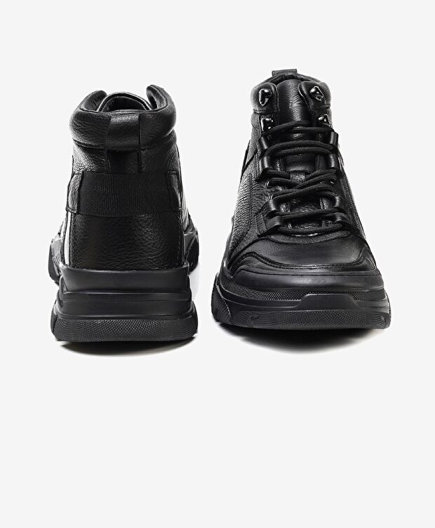 Erkek Siyah Hakiki Deri Casual Bot - 6