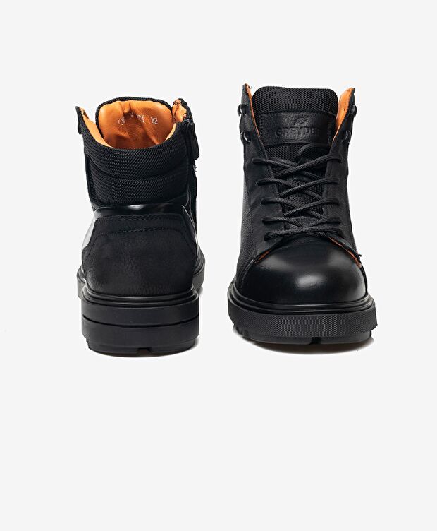 Erkek Siyah Hakiki Deri Casual Bot - 6