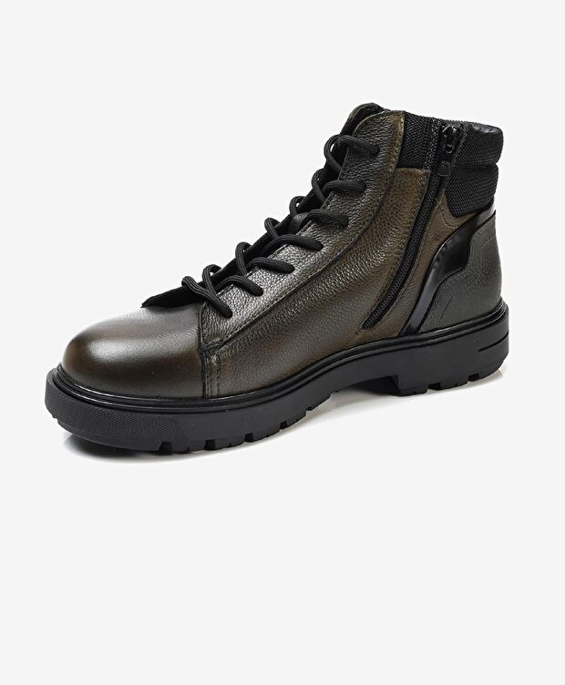 Erkek Haki Hakiki Deri Casual Bot - 3