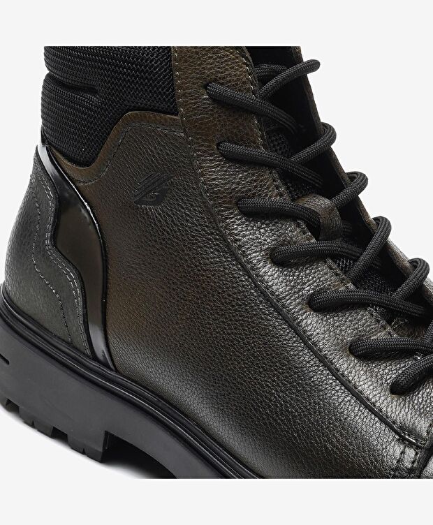 Erkek Haki Hakiki Deri Casual Bot - 5